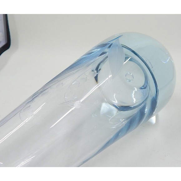 Randsfjord Handblown Glass Etched Bluebell Crystal Vase Controlled Bubble Base - Picture 12 of 12